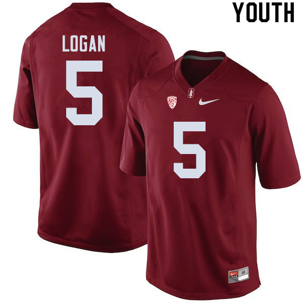 Youth #5 Donjae Logan Stanford Cardinal College Football Jerseys Sale-Cardinal